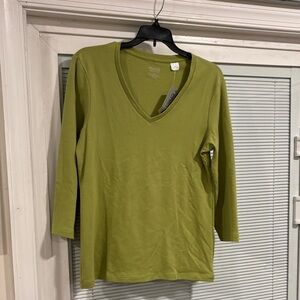 Chico's Green Qtr Sleeve Tee